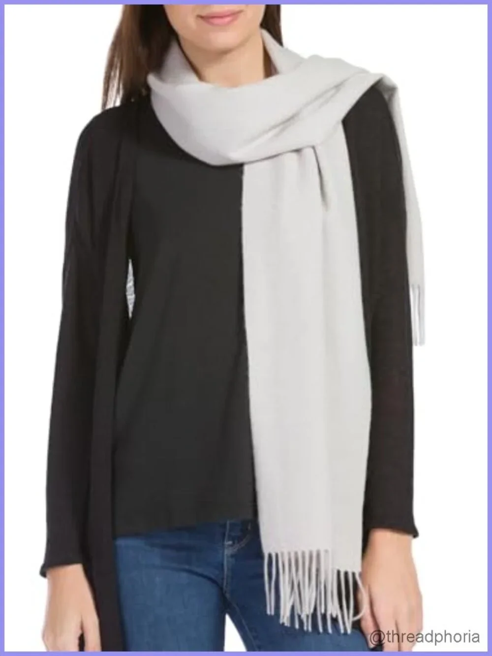100% Pure Cashmere Winter Scarf with Fringe Details